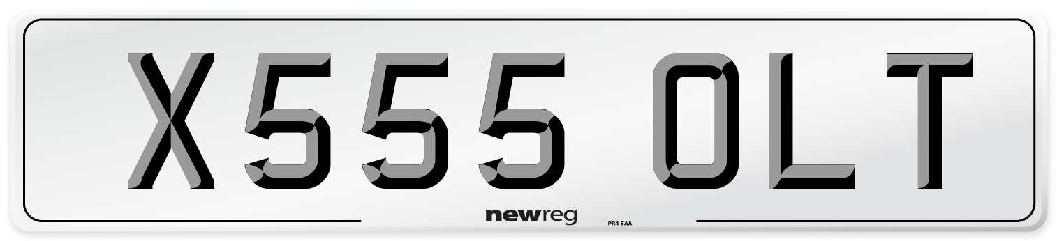 X555 OLT Number Plate from New Reg